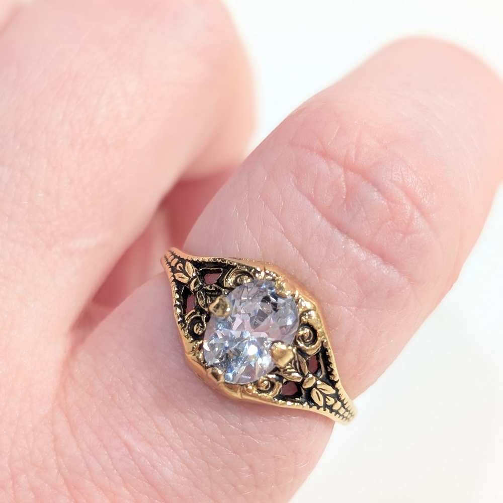 Rhinestone And Gold Colored Ring Size 8